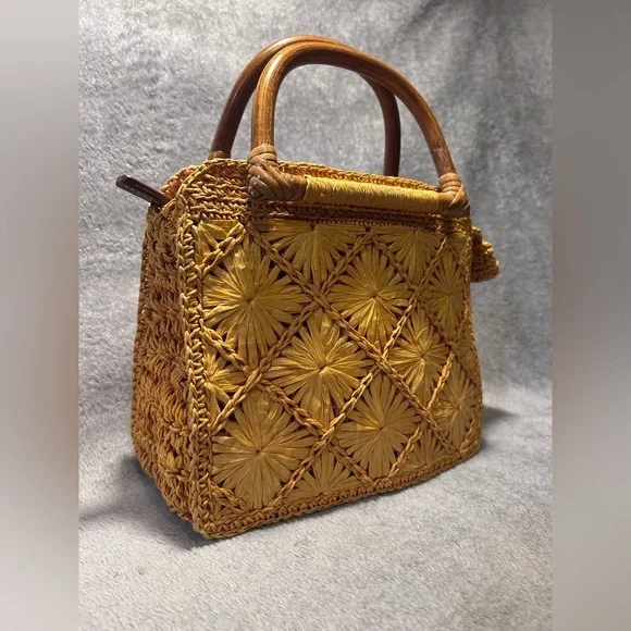 Fossil Wicker Straw Mini Tote - Picture 1 of 12